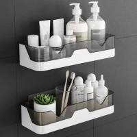 Bathroom Shelf Organizer No Drill Organizer Shower Storage Rack Wall Mount Plastics Toilet Shampoo Holder Bathroom Accessories