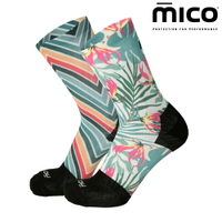 MICO 不對稱印花輕量中筒自行車襪 CA1340 / 城市綠洲(襪子 透氣 快乾 義大利)