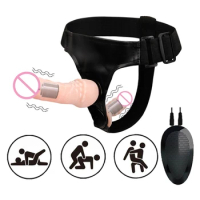 Multi Speed Double Penis Vibrators Realistic Soft Strapon Dildos Lesbian Sex Toys For Women Vibrating Harness Belt Panties