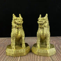 Seiko brass fly sky fire kirin Desktop Decoration crafts statue A pair