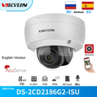 Vikylin 8 MP 4K Acusense PoE Dome IP Camera Hik OEM DS-2CD2186G2-ISU SD Card Slot Built-In Mic IP67 Surveillance Video IPC