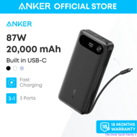 Pin dự phòng ANKER, Bộ sạc di động thiết yếu khi đi du lịch 20.000mAh có cáp USB-C tích hợp, Bộ pin 