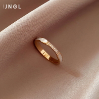 晶蕾輕奢鑲鉆戒指女小眾設計貝母鈦鋼素圈時尚個性冷淡風食指指環