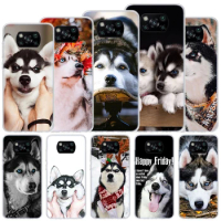 Siberian Husky Dog Soft Case For Xiaomi Poco X3 NFC X4 GT X5 Pro M5S M4 M3 M2 Phone Cover F3 F2 F1 Mi Note 10 Lite Funda Coque