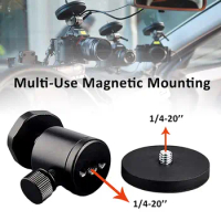Magnetic Camera Mounting Base with Ball Head Super Strong Rubber Coating Neodymium Magnet with 1/4 Male Thread Stud for Camera