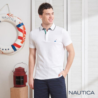 【NAUTICA】經典款撞色領短袖POLO衫(白色)