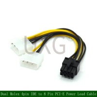 Dual Molex 4pin IDE to 8 Pin PCI-E Power Lead Cable for Asus MSI VGA Video Graphic 10cm Card cable