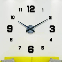 Wall Clock Large DIY Digital Clock Living Room Large Acrylic Mirror Sticker Clock Modern Fashion Living Room Home Decor Horloge