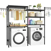 Adjustable 4-Tier Freestanding Laundry Room Storage Organizer Space Saver Shelf