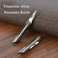 Titanium alloy Mini Unboxing Folding Knife CS GO Portable Bamboo Joint Portable Hanging Outdoor Camping EDC Knife with Keychain
