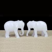 大象擺件一對樹脂仿白玉黃玉象風水招財旺財吸水象客廳家居裝飾品