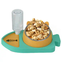Slow Feeder And Drinker Automatic 3-in-1 Pet Food Water Dispenser Fish Shaped Auto Cat Feeder Dry Food For Small Dog Puppy 180
