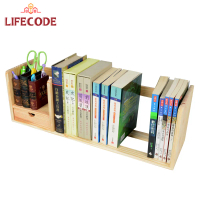 【LIFECODE】極簡風-松木桌上型書架(單抽屜)