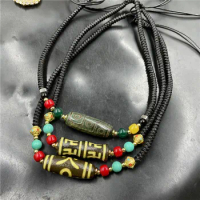 Tibetan-Style Tibet Old Agate Necklace 9 Th Style-Eye Dzi Agate-Word Clavicle Chain