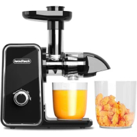 Cold Press Juicer Machines Vegetable and Fruit, Masticating Juicer Machines with Silent Motor &amp; Reverse Function, Black