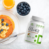Deal Supplement Vitamin D3 10000IU + K2 200mcg with Coconut Oil | Fix Vitamin D Deficiency, Boost Im