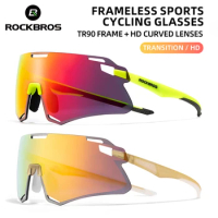 ROCKBROS Cycling Glasses Photochromic Polarized HD Lens Lightweight Outdoor Sports Glasses Prescription Frame MTB Bike Glasses