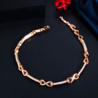 ThreeGraces 2022 New Fashion Infinity Number 8 Link Chain Bracelet Gold Color Shiny CZ Stone for Women Chic Party Jewelry BR137