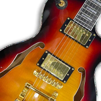 Semi-Hollow Body Jazz Electric Guitar Vintage Tobacco Sunburst color 6 Strings Guitarra Made Of China