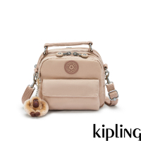 Kipling 溫柔淡雅奶茶色拉鍊兩用側背後背包-PUCK