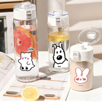 APHOME RESA Transparent Clear Water Bottle Stylish Portable Water Bottle, Spill-proof, High-temperat