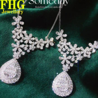 Soild 18K White Gold Necklace 3Carat Natural Diamond Necklace Luxury Wedding Party Fine Jewelry Birthday Gift