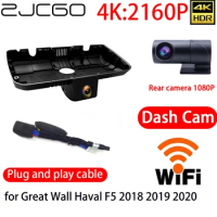 ZJCGO 4K DVR Dash Cam Wifi Front Rear Camera 24h Monitor for Great Wall Haval F5 2018 2019 2020