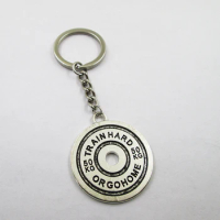 3pcs/lot Antique silver 40*35mm barbell disc weight bbman 50kg charm keyring best frined,birthday present ,pendant keychain