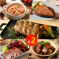 【卜蜂】異國賞味 香烤肋排/港式叉燒肉/法式鴨胸/醬滷豬腳/泰式酸辣海鮮湯 超值2盒組(260-350g/盒)