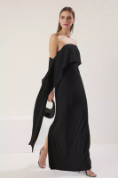 Trendyol Black Carmen Collar Long Elegant Evening Night Graduation Dress