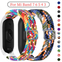 Bracelet for Mi band 6 7 Strap Elastic Adjustable Nylon Braided Mi Band 5 Mi Band 4 Wristband for Xiaomi Mi Band 5 6 7 4 3 Belt