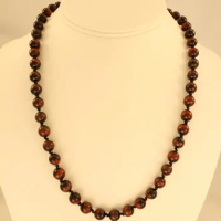 20/30/42inch 8MM Red Tiger Eye Stone Necklace Necklace Knotted Long Necklaces Yoga Mala Beads Hand Knotted Endless Infinity