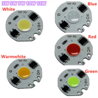 1-10pcs 3W 5W 7W 10W 12W LED COB Chip AC110V/ 220V Smart IC Driver Lamp bulb RED Green Blue Light Source For DIY Light Spotlight