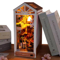 Book After The Rain Eternal Book Store Book Book Kit Bookshelf Insert Decor Alley Wooden Puzzle DIY Bookend Building With LED