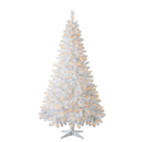 6.5 ft Pre-Lit Madison Pine White Artificial Christmas Tree, Clear Incandescent Lights, by Holiday Time