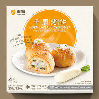 【鮮食家任選】田家拉餅千層烤餅三星蔥/蘿蔔絲(220g/4入裝/盒)