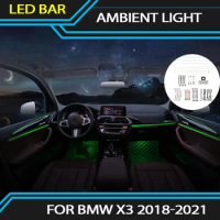 11 Colors LED Ambient Light For BMW X3 2018-2021 Atmosphere Lamp illuminated Strip Car Door Decorative Ambient Light