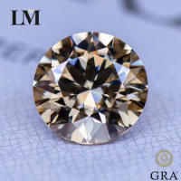 Moissanite Stone Champagne Primary Color Round Cut Lab Grown Gemstone Charms Woman Jewelry Pass Diamond Tester with GRA Report