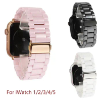 3 Beads Ceramic Watchband for iWatch Apple Watch Series 5 4 3 2 1 38mm 40mm 42mm 44mm Women Men Band Wrist Belt Link Strap