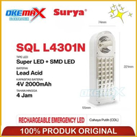 Surya Lampu Senter Emergency cas Rechargeable LED SQL L4301N / SHL L3507N / SHL L3904 Frosted Origin