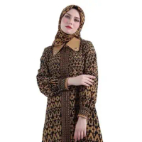 Abaya Hikmat Fashion A6675 Original Motif Brown Gold white