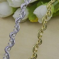 20Meters 1cm Wide Gold Silver Lace Trim DIY Craft Wedding Doll Dress Centipede Braided Ribbon DIY Clothes Accessories Curve Lace