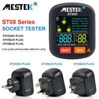 MESTEK ST05D Digital Socket Tester Pro Voltage Test RCD 30mA Socket Detector UK EU US Plug Ground Zero Line Polarity Phase Check