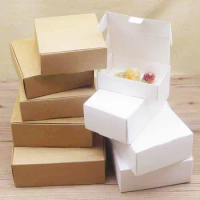 50pcs wholesale large gifts wrapping box mutli size vintage kraft white paper candy boxes favors Package box home party suppiles