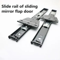 Pull Out &amp; 90 Degrees Turn Ball Bearing Slide Conceal Flap Closet Folding Framed Mirror