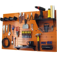 Wall control 4 ft metal pegboard standard tool storage kit with orange toolboard and black accessories
