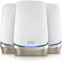 NETGEAR Orbi Quad-Band WiFi 6E Mesh System (RBKE963), Router with 2 Satellite Extenders, Coverage up to 9,000 sq. ft., 200 Devic