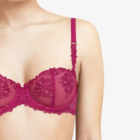 【Chantelle 仙黛爾】Champs Elysees.專櫃 半罩 法式 網紗無襯 性感女內衣 桃紅特.26050_0E3(奢華刺繡蕾絲)