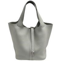 HERMES 經典Picotin Lock牛皮手提鎖頭包(22CM-冰川白色)