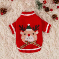 Dog Elk Christmas Celebration Sweater Small and Medium Dog Bipod Teddy Knitwear Autumn Winter Pet Clothes